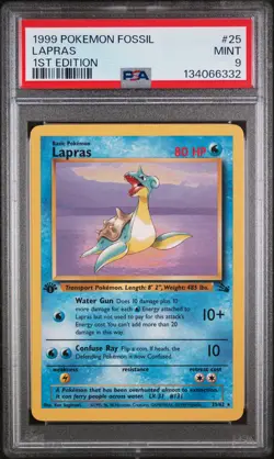 1999 POKEMON FOSSIL 1ST ED #25 LAPRAS PSA 9 - Image 1