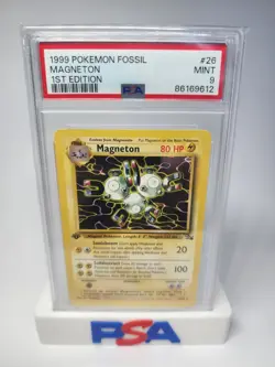 1999 Pokemon Fossil 1st First Edition Magneton 26/62 Non Holo PSA 9 MINT - Image 1