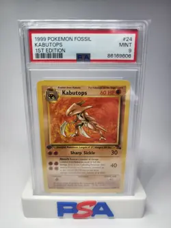 1999 Pokemon Fossil 1st First Edition Kabutops 24/62 Non Holo PSA 9 MINT - Image 1