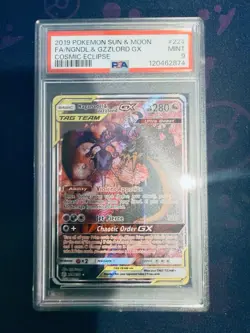 Pokemon TCG Naganadel & Guzzlord GX 224/236 Alt Art SM Cosmic Eclipse PSA 9 MINT - Image 1