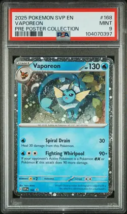 2025 POKEMON SVP EN-SV BLACK STAR PROMO #168 VAPOREON PSA 9 - Image 1