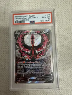 Pokemon Galarian Moltres V Full Art Ultra Rare Chilling Reign 177/198 PSA 10 - Image 1