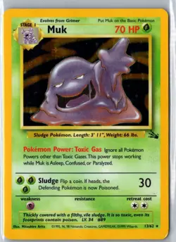MUK 13/62 HOLO RARE FOSSIL POKEMON HP DMG - Image 1