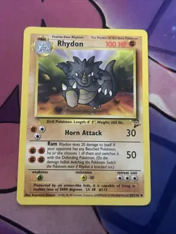 Pokemon TCG Rhydon Base Set 2 59/130 Regular Unlimited Uncommon - Image 1