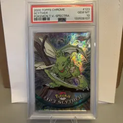 Pokemon 2000 Topps Chrome Scyther Spectra #123 PSA 10 POP 24 - Image 1
