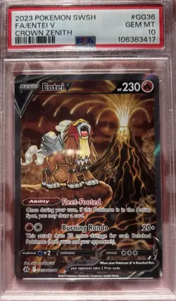 Pokemon Crown Zenith FA Suicune V GG38, Entei V GG36, Raikou V GG41 PSA 10 - Image 4