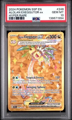PSA 10 Alolan Exeggutor Ex 248/191 Surging Sparks Hyper Rare Gold Pokemon TCG - Image 1