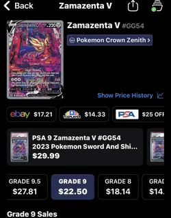Pokemon Zamazenta V GG54/GG70 Crown Zenith Ultra Rare Holo PSA 9 220 HP - Image 3