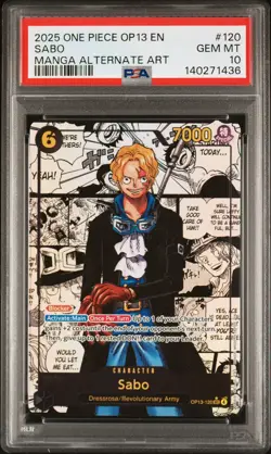 2025 ONE PIECE OP13-CARRYING ON HIS WILL 120 SABO MANGA ALTERNATE ART PSA 10 - Image 1