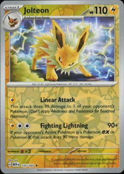 Pokemon Card Jolteon Scarlet & Violet 151 Reverse Holo Rare 135/165 Near Mint - Image 1