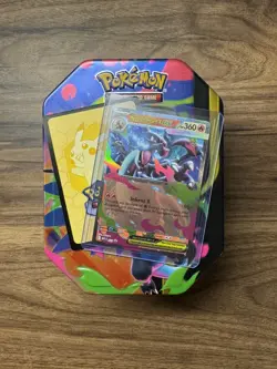 Pokemon TCG Mega Charizard X EX MEP 029 Black Star Promo Card + TIN Near Mint - Image 1