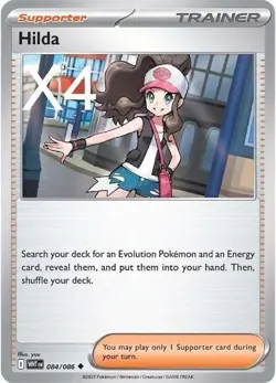 4x Hilda 084/086 White Flare English Pokemon Card Non Foil x4 - Image 1