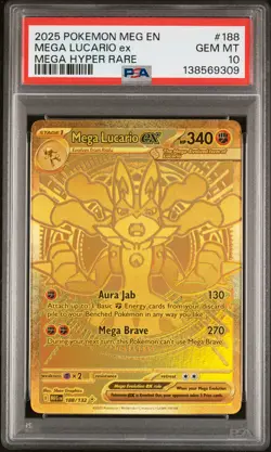 2025 POKEMON MEG EN-MEGA EVOLUTION MEGA HYPER RARE #188 MEGA LUCARIO EX PSA 10 - Image 1