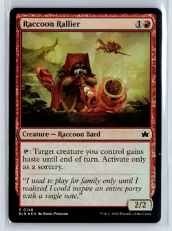 (3x) FOIL Raccoon Rallier Bloomburrow Common – MTG Magic the Gathering Card - Image 1