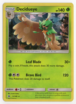 Decidueye 11/149 Cracked Ice Holo Sun & Moon Pokemon Card - Image 1