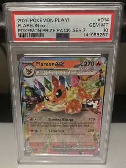 2025 POKEMON PLAY! POKEMON PRIZE PACK: SERIES 7 #014 FLAREON EX PSA 10 - Image 1