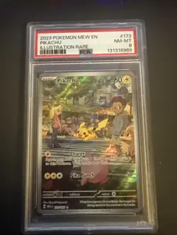 2023 POKEMON MEW EN-151 ILLUSTRATION RARE #173 PIKACHU PSA 8 - Image 1