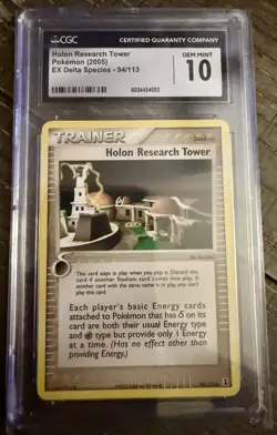 Pokemon TCG Holon Research Tower 94 Trainer 2005 Ex Delta Species CGC GEM MT 10 - Image 1