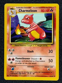 Charmeleon 24/102 Base Set Series Uncommon 1999 Pokemon Card TCG WOTC NM - Image 1
