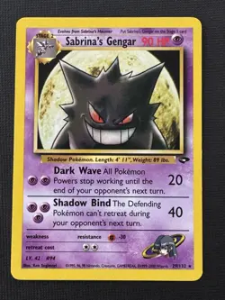 Pokemon Sabrina's Gengar 29/132 Gym Challenge Rare 90HP Ghost 20/40 Attack - Image 1