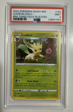 2022 POKEMON SWSH BLACK STAR PROMO #191 LEAFEON-HOLO PSA 9 - Image 1