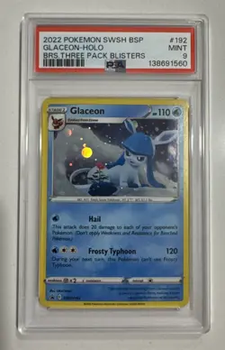 2022 Pokemon SWSH Black Star Promo Glaceon Holo Three Pack Blisters #192 PSA 9 - Image 1