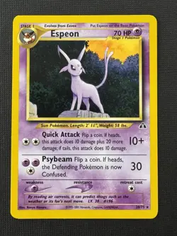 Pokemon Espeon 20/75 Neo Discovery Regular Rare 70HP Psychic 30 Attack - Image 1
