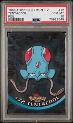 PSA 10 1999 Topps Pokemon TV Animation Series 1 Foil #72 Tentacool Pop5 - Image 1