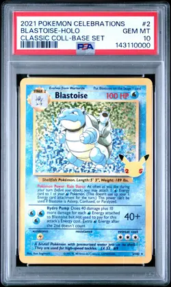 2021 POKEMON CELEBRATIONS CLASSIC COLL #2 BLASTOISE-HOLO PSA 10 - Image 1