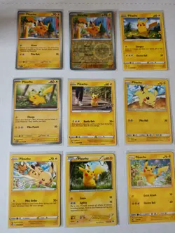 Collection of Pikachu Pokemon Cards Various Sets All Different - Image 1