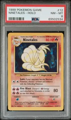 1999 pokemon game 12 ninetales-holo psa 8 - Image 1