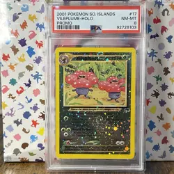 Vileplume 17/18 DOUBLE SWIRL 2001 Southern Islands PSA 8 Holo Pokemon Vintage - Image 2