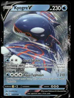 Pokemon Cards Kyogre V 037/159 Crown Zenith Holo Rare V NM - Image 1
