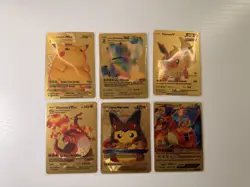Gold Pokemon Card Lot (6 Cards) Pikachu Charizard Eevee Mew - Image 1