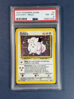 1999 Pokemon Game PSA 8 NM/MT Clefairy Holofoil #5 Unlimited Base - Image 1
