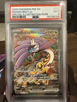 2025 Pokemon PRE EN Raging Bolt ex 166/131 Special Illustration Rare PSA 9 - Image 1