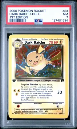 2000 POKEMON ROCKET 1ST ED #83 DARK RAICHU-HOLO PSA 7 - Image 1