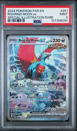 2023 POKEMON PAR EN-PARADOX RIFT SPECIAL ILLUSTRATION RARE ROARING MOON EX PSA 9 - Image 1
