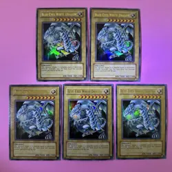 NM 5 Card Blue-Eyes White Dragon JMP-001 Ultra Rare YuGiOh Card - Image 1