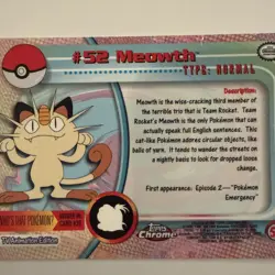 Pokemon Card - Meowth Topps Chrome TV Animation Edition 52 Chrome - Image 3