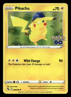 Pikachu 028/078 Rare Pokemon GO Holo Pokemon NM - Image 1