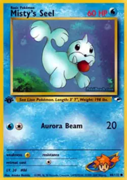 Heavily Played, English Pokemon Regular Misty's Seel - 88/132 - Common - 1st Edi - Image 1
