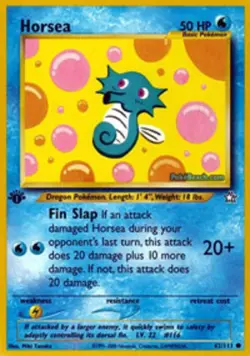 Moderately Played, English Pokemon Regular Horsea - 62/111 - Common - 1st Editio - Image 1