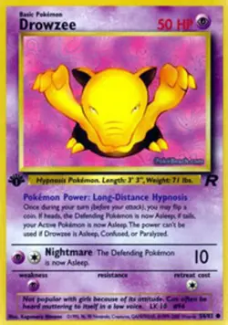 Heavily Played, English Pokemon Regular Drowzee - 54/82 - Common - 1st Edition T - Image 1