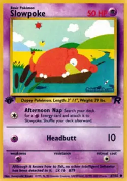 Heavily Played, English Pokemon Regular Slowpoke - 67/82 - Common - 1st Edition - Image 1