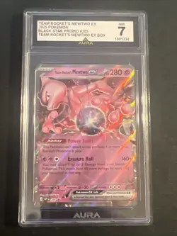 MEWTWO EX Team Rockets 2025 Pokemon Black Star Promo # 205 AURA 7 - Image 1