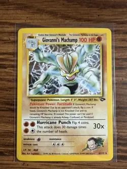 Pokemon Gym Challenge Giovanni’s Machamp 6/132 Holo LP Lightly Played - Image 1