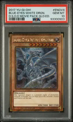 2017 YU-GI-OH! THE DARK SIDE OF DIMENSIONS #ENGV4 BLUE-EYES WHITE DRAGON PSA 10 - Image 1
