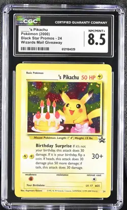 CGC 8.5 Birthday ____'s Pikachu 2000 Black Star Promos 24 Holo Pokemon Card - Image 1
