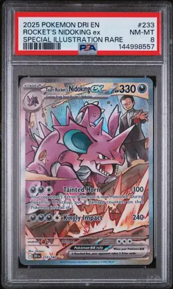 2025 Pokemon Dri En-Destined Rivals #233 Rocket'S Nidoking Ex Illustration PSA 8 - Image 1